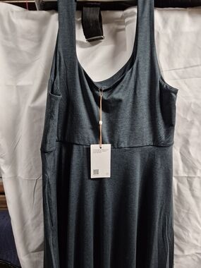 Quince Sleeveless Jersey Dress in Deep Teal Heather